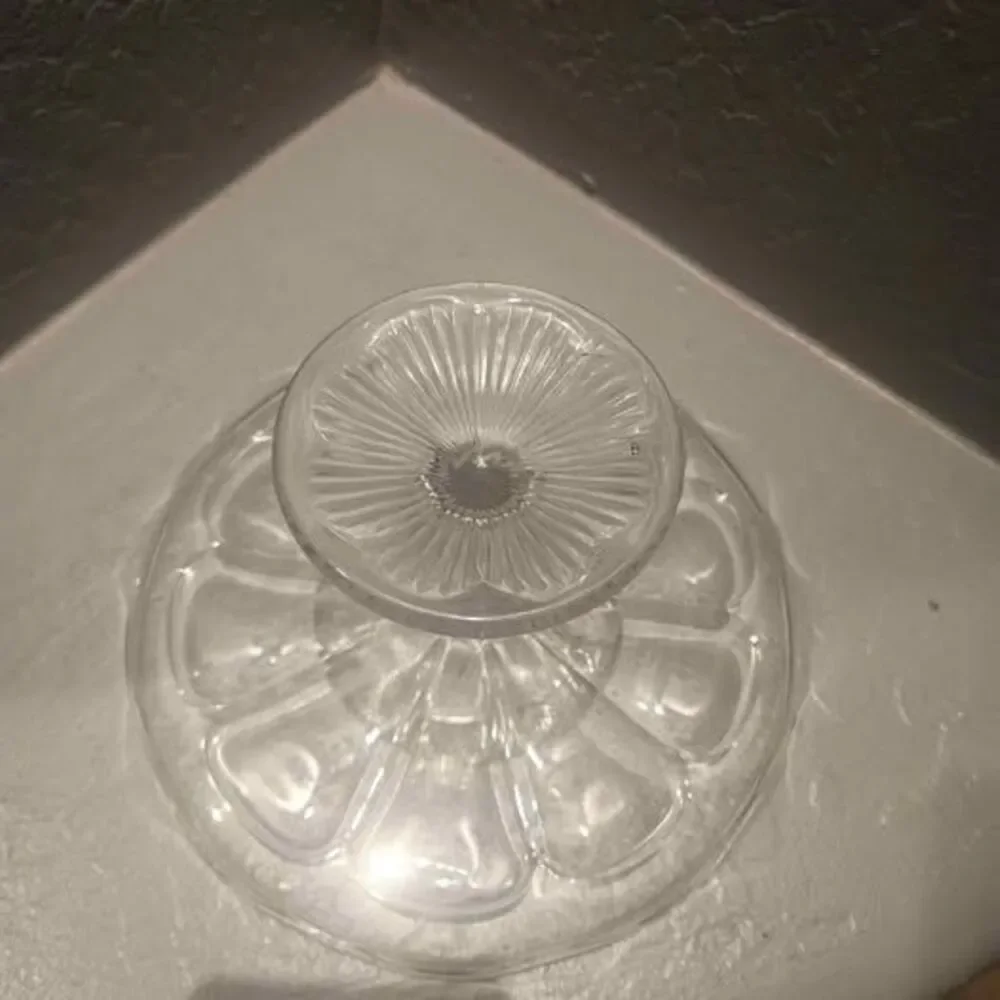 Vintage Scalloped Clear Glass Pedestal Cake Stand 9.5
